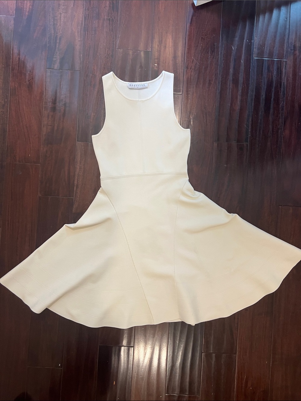 KEEPSAKE the Label Cream Sleeveless Midi Fit-and-Flare Dress